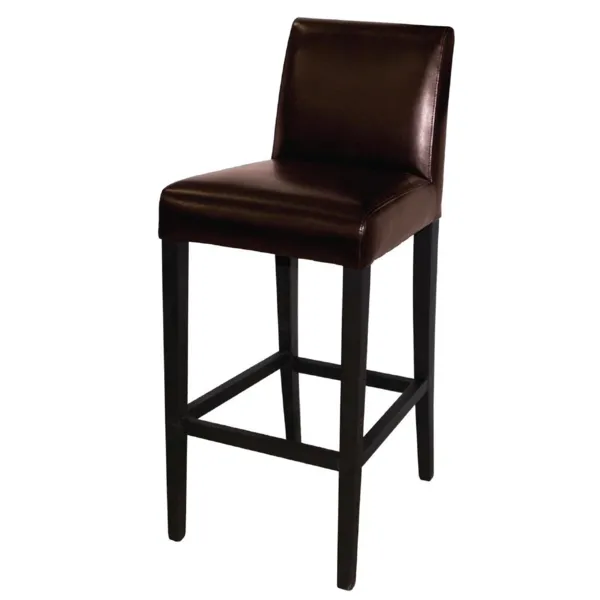 Tabouret De Bar Haut Avec Dossier En Simili Cuir - Marron Foncé