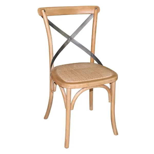Chaises En Bois Patiné Avec Dossier Croisé - Naturel - Lot de 2