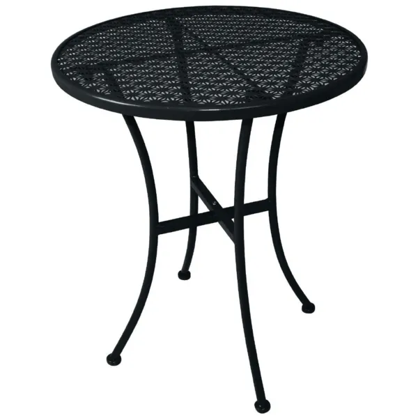 Table Bistro Ronde En Acier Ajouré - Noire - 600Mm