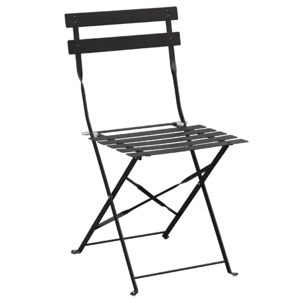 Chaises De Terrasse En Acier - Noires - Lot De 2