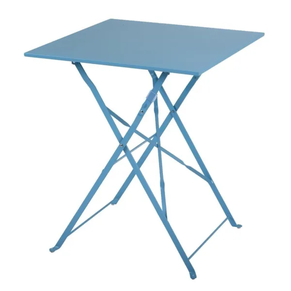 Table De Terrasse Carrée En Acier - Bleu Turquoise - 600Mm