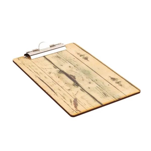 Plaque Porte-Menu Effet Bois Clair A5