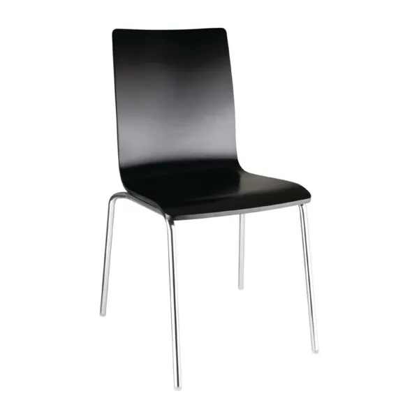 Chaise Dossier Carré Noire - Lot De 4