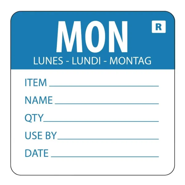 Etiquette Amovible "Lundi" - Lot de 500