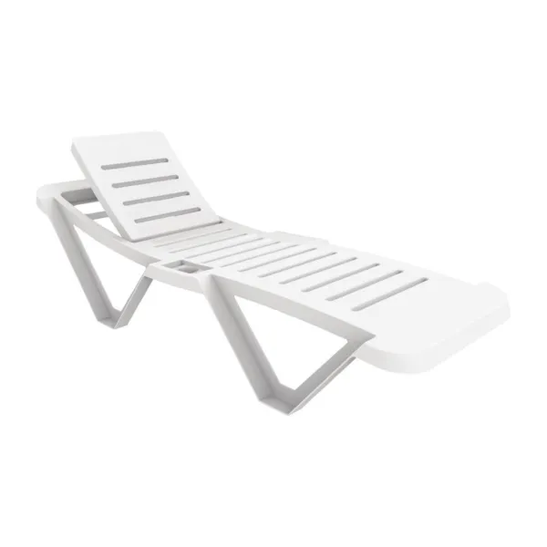 Chaises Longues PP Blanc - Lot de 4