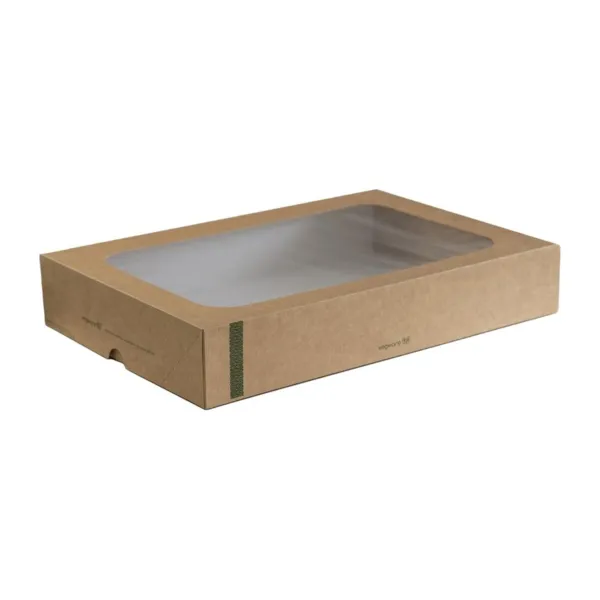 Grandes Boîtes Compostables avec Couvercle à Fenêtre - Lot de 25