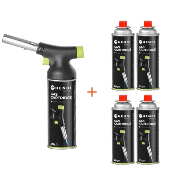 Pack Chalumeau de Cuisine Set Brûleur et Bombe et 4 Recharges à Gaz