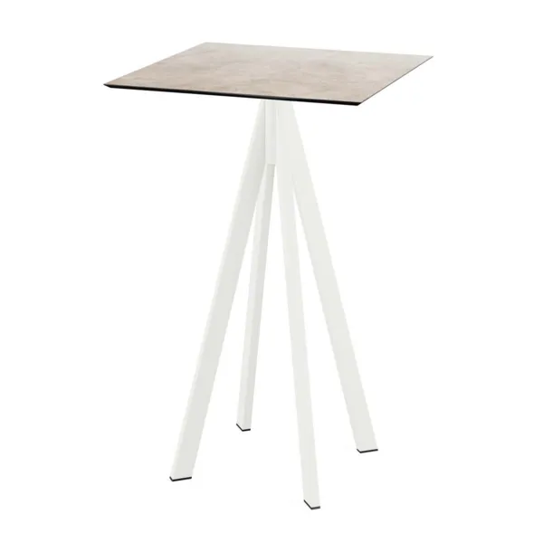 Mange-Débout Infinity Piètement Blanc et Plateau Moonstone - 70 x 70 cm