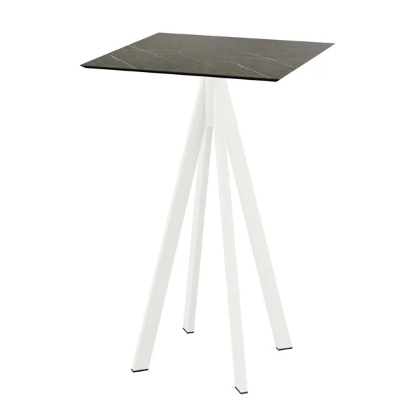 Mange-Débout Infinity Piètement Blanc et Plateau Midnight Marble - 70 x 70 cm