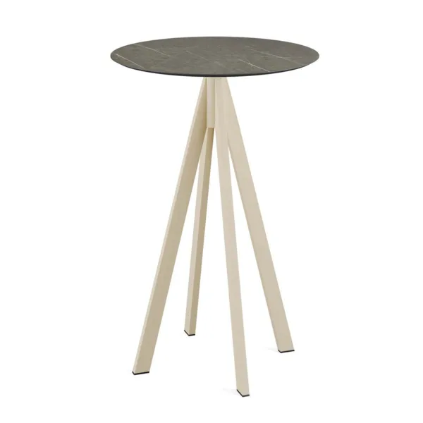 Mange-Débout Infinity Piètement Sable et Plateau Midnight Marble - Ø 70 cm