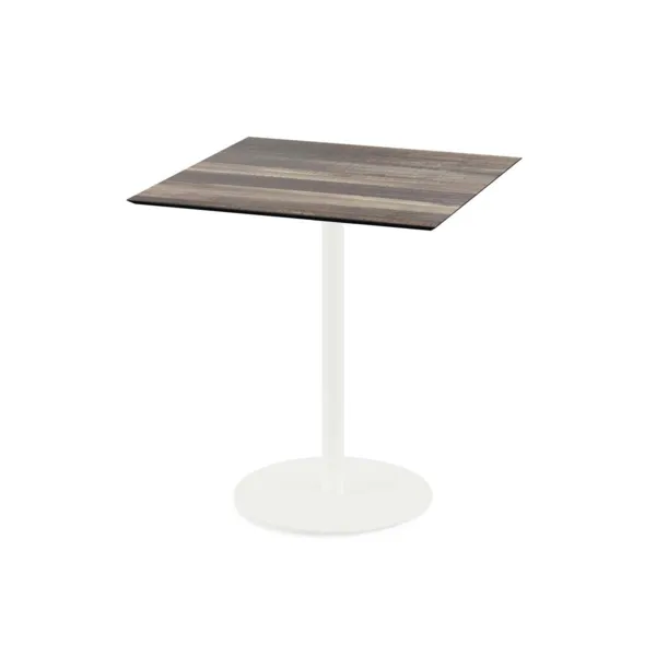 Table Bistrot Urban Piètement Blanc et Plateau Tropical Wood - 70 x 70 cm