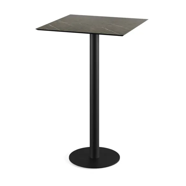Mange-Debout Urban Piètement Noir et Plateau Midnight Marble - 70 x 70 cm