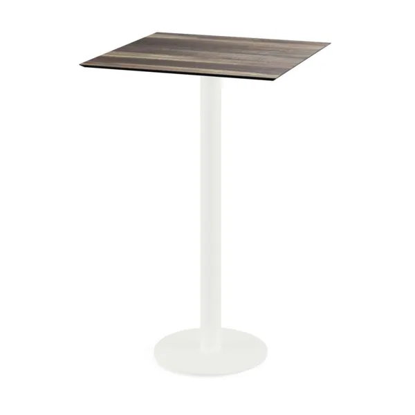 Mange-Debout Urban Piètement Blanc et Plateau Tropical Wood - 70 x 70 cm