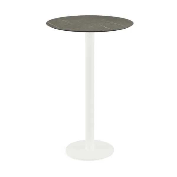 Mange-Debout Urban Piètement Blanc et Plateau Midnight Marble - Ø 70 cm