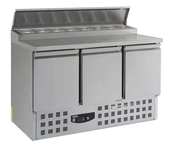 Saladette Réfrigérée à 3 Portes - 8 Bacs GN 1/6 - 392 L