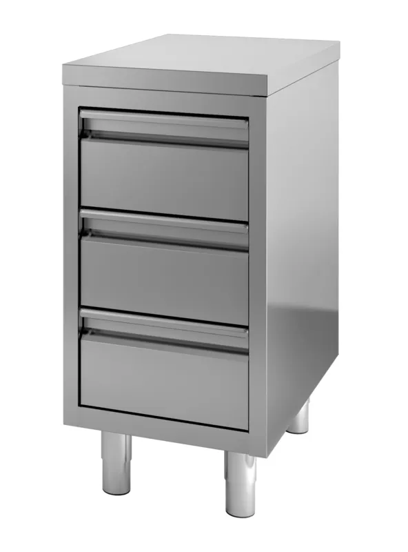 Meuble Inox Bas à 3 Tiroirs - L 400 x P 700 mm