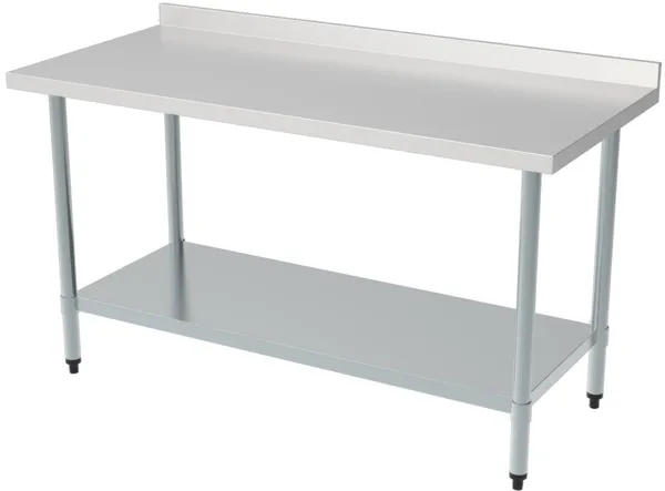Table Inox avec Dosseret et Etagère - L 1200 x P 700 mm