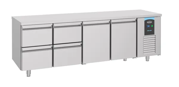 Table Réfrigérée Positive à 2 Portes et 4 Tiroirs - 632 L