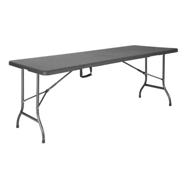 Table Pliante Rectangulaire en Rotin Noir - L 1829 x P 728 mm