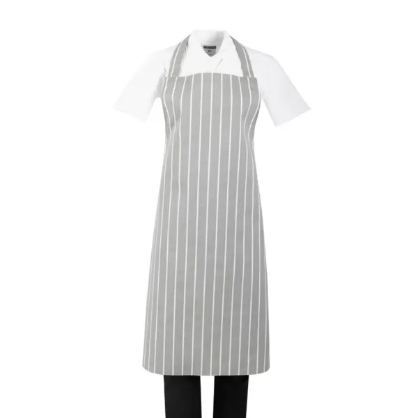 Tablier Bavette Rayé Gris et Blanc