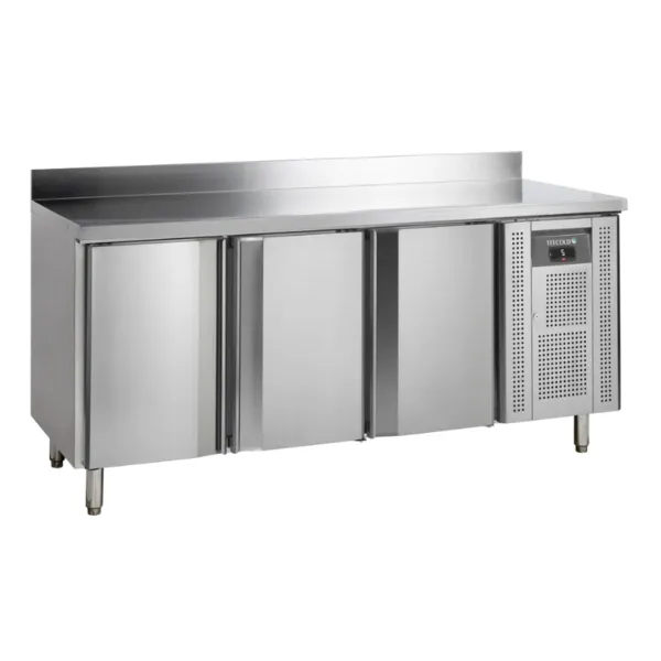 Table Réfrigérée avec Dosseret en Inox - 3 Portes - GN 1/1