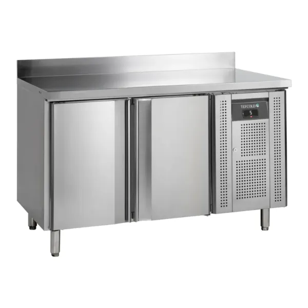 Table Réfrigérée en Inox avec Dosseret - 2 Portes - GN 1/1
