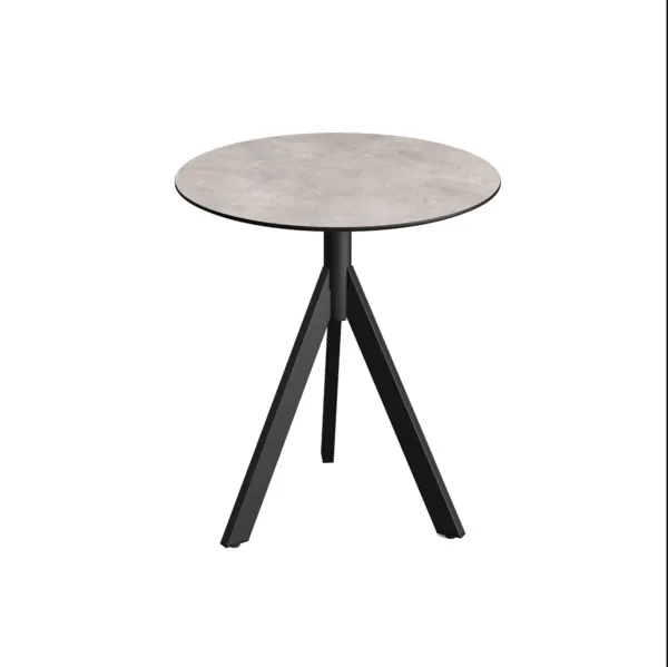 Table de Bistrot avec Piètement Noir Infinity Tripod et Plateau HPL Moonstone - Ø 70 cm