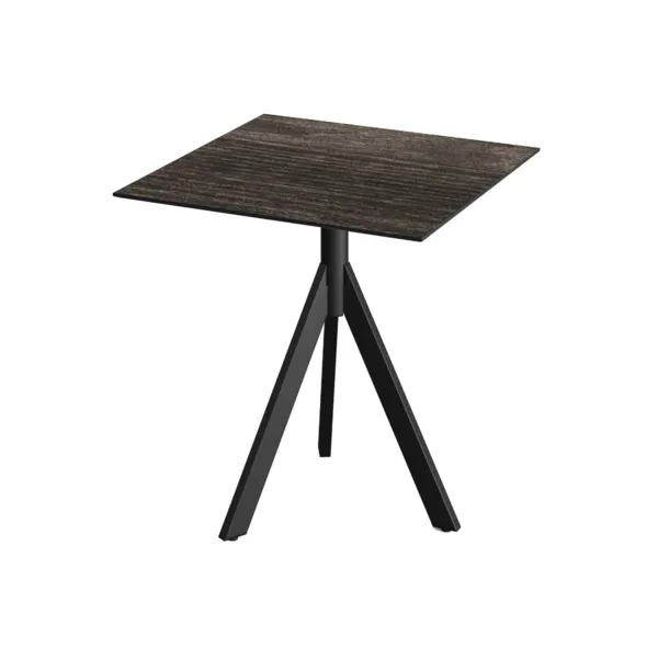 Table de Bistrot avec Piètement Noir Infinity Tripod et Plateau HPL Riverwashed Wood - 70 x 70 cm