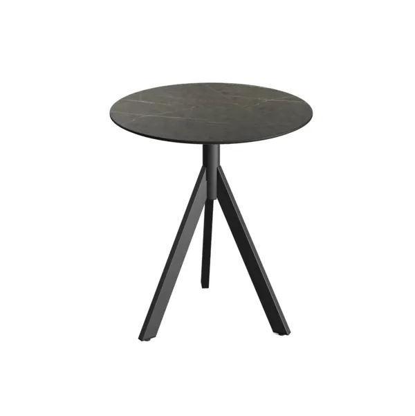 Table de Bistrot avec Piètement Noir Infinity Tripod et Plateau HPL Midnight Marble - Ø 70 cm