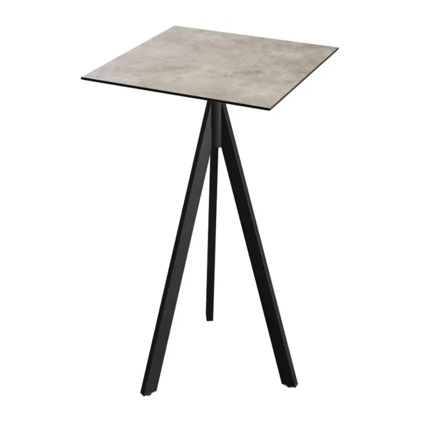 Mange-Debout Infinity Tripod avec Piètement Noir et Plateau HPL Moonstone - 70 x 70 cm