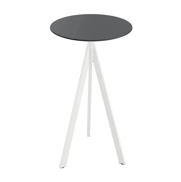 Mange-Debout Infinity Tripod avec Piètement Blanc et Plateau HPL Noir - Ø 70 cm