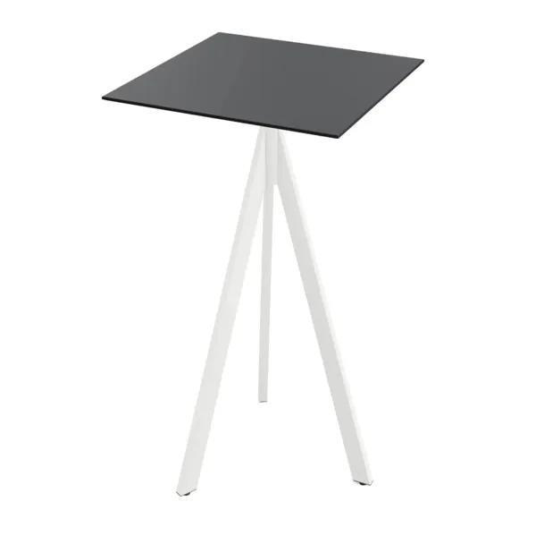 Mange-Debout Infinity Tripod avec Piètement Blanc et Plateau HPL Noir - 70 x 70 cm