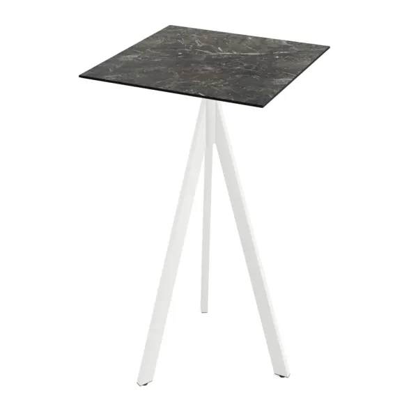 Mange-Debout Infinity Tripod avec Piètement Blanc et Plateau HPL Galaxy Marble - 70 x 70 cm