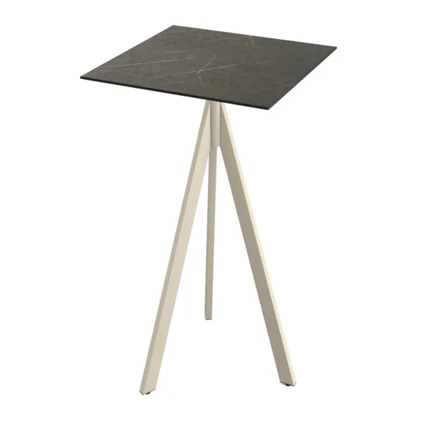 Mange-Debout Infinity Tripod avec Piètement Sable et Plateau HPL Midnight Marble - 70 x 70 cm