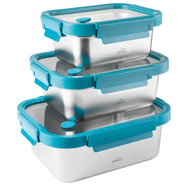 Boîte Inox avec Couvercle Verre Etern - Lot de 3
