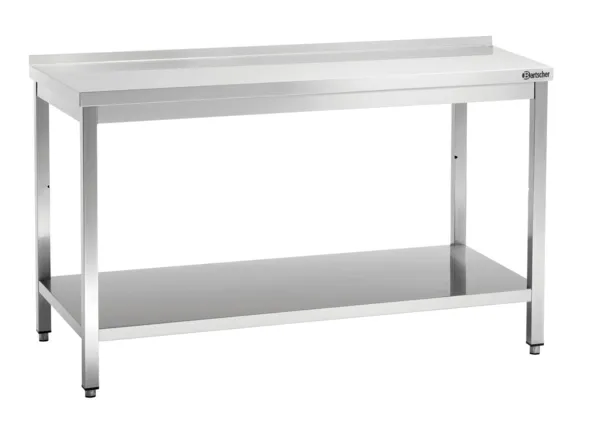 Table de Travail Inox avec Etagère Basse et Dosseret - P 700 mm - L 1600 mm
