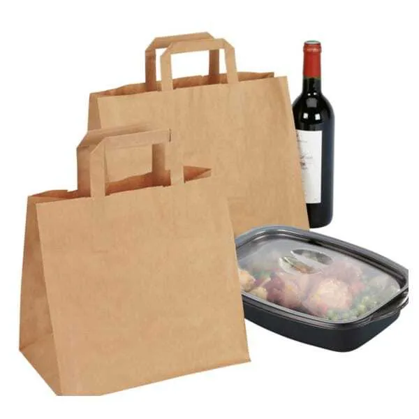 Sac Kraft Poignées Plates - 26 x 32 x 14 cm - Lot de 250