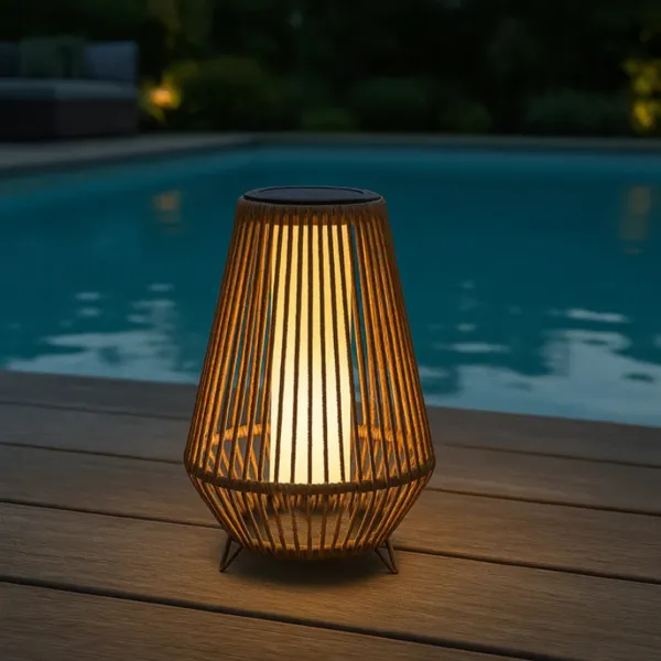 Lanterne Solaire Rotin H 47 cm - Salomea