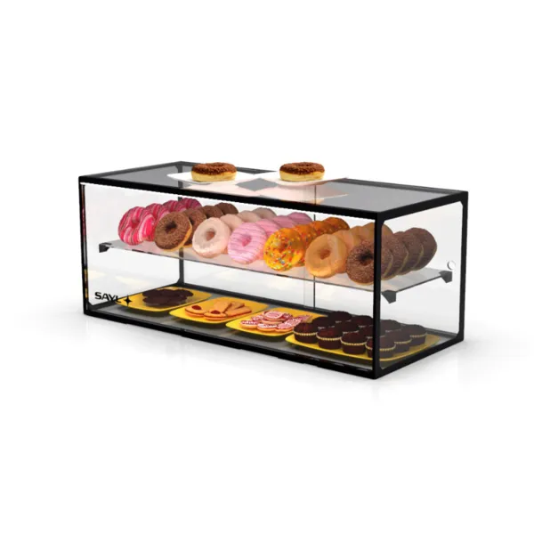 Vitrine Neutre - NEUTRE Présentoirs en Verre Droits 2 Étage - sans LED - H 375 mm