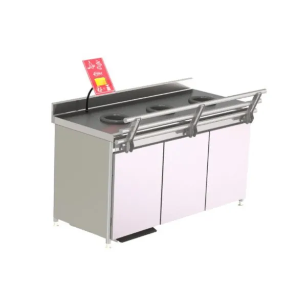 Meuble de Pré-Tri Sélectif avec Pesée - 3 Portes, 3 TVO - Vérins Inox