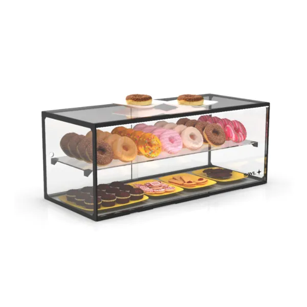 Vitrine Neutre - NEUTRE Présentoirs en Verre Droits 2 Étage - avec LED - H 375 mm