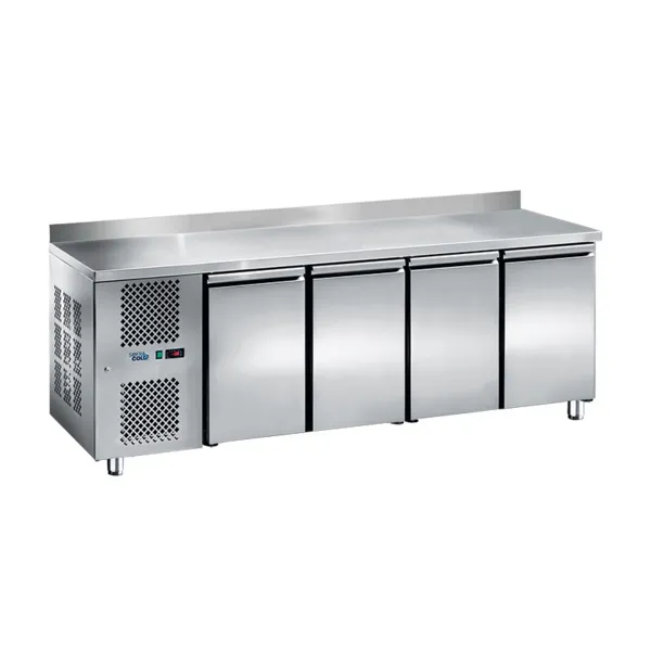 Table Réfrigérée Positive 4 Portes GN 1/1 avec Dosseret - Groupe à Gauche - 700mm