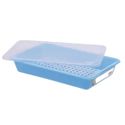 Bac Plat HACCP avec Couvercle et Grille - 5 L - Bleu