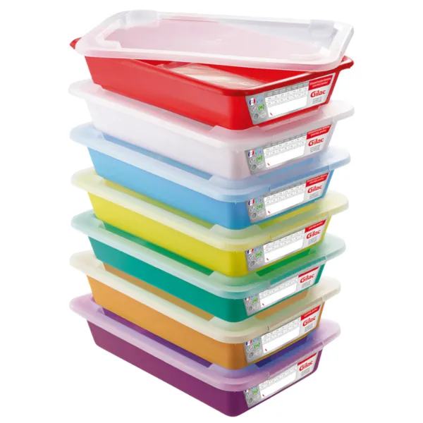 Bacs Plats Témoins HACCP avec Couvercle - 8 L - Lot de 7