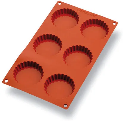 Moule à Tartelette Cannelée Silicone - 6 Empreintes - ⌀ 75 mm