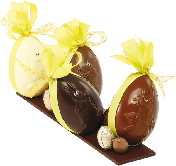 Plaque Demi-Coquille Décorée Lapin en Chocolat - 6 Empreintes