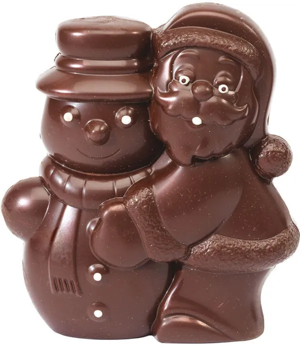Plaque Père Noël et Bonhomme de Neige en Chocolat - 2 Empreintes