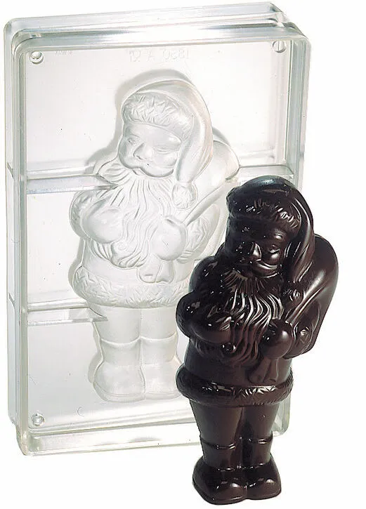 Plaque Père Noël Debout en Chocolat - 2 Empreintes - L 205 mm