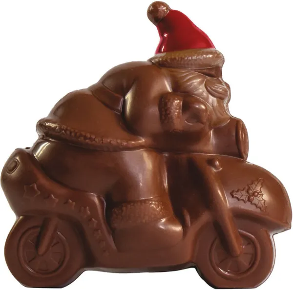 Plaque Père Noël à Moto en Chocolat - 2 Empreintes