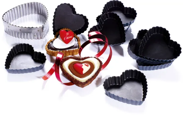 Moule à Tartelette Cannelée Coeur - 90 x 85 mm - Lot de 12